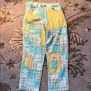 Blue Velvet madras patched pants new